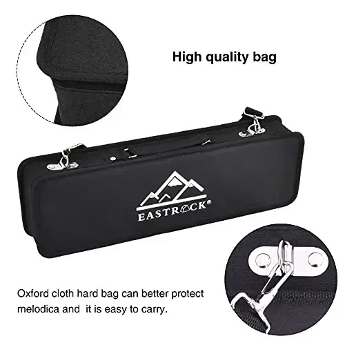 EASTROCK 32 Key Melodica Instrument Air Piano Keyboard Soprano Melodica with 2 Mouthpieces Tube Sets Carrying Bag for Beginners Adults Gift Black - 5