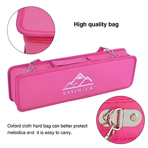 EastRock 32 Key Melodica Instrument Keyboard Soprano Piano Style with Mouthpiece Tube Sets and Carrying Bag for Kids Beginners Adults Gift Pink - 6