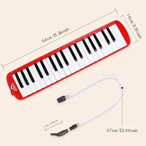 EastRock 37 Key Melodica Instrument Air Piano Keyboard Soprano style Pianica Mouthpiece Tube Sets va Carrying Bag Black bilan - 2