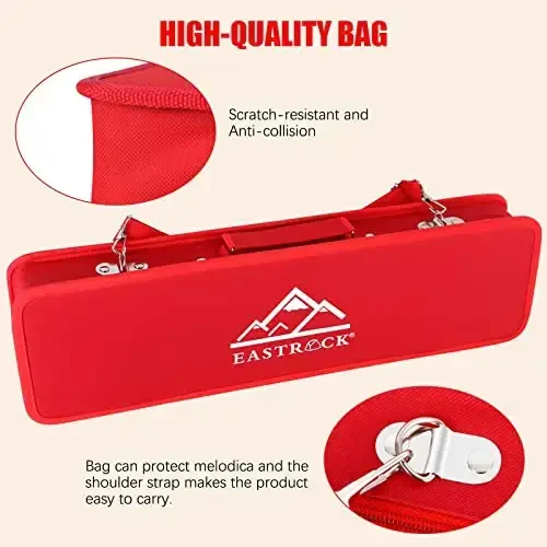 EastRock 37 Key Melodica Instrument Air Piano Keyboard Soprano style Pianica Mouthpiece Tube Sets va Carrying Bag Black bilan - 6