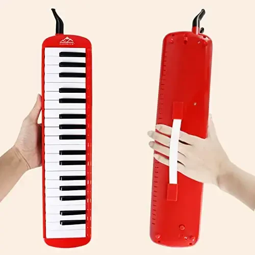 EastRock 37 Key Melodica Instrument Air Piano Keyboard Soprano style Pianica with Mouthpiece Tube Sets and Carrying Bag Black - 7