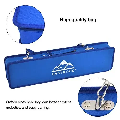 EastRock 37 Key Melodica Instrument Keyboard Soprano Piano Style with Mouthpiece Tube Sets and Carrying Bag for Beginners Adults Gift Blue - 6