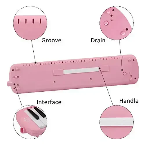EastRock 37 Key Melodica Instrument Keyboard Soprano Piano Style with Mouthpiece Tube Sets and Carrying Bag for Kids Beginners Adults Gift Pink - 5