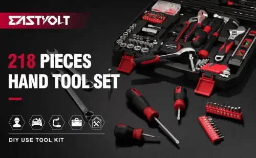 Eastvolt 218-Piece Household Tool Kit, Auto Repair Tool Set, Tool Kits for Homeowner, Plier, Screwdriver Set, Socket Kit and Toolbox Storage Case - Modazone (1)
