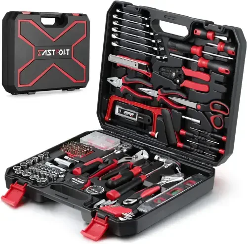 Eastvolt 218-Piece Household Tool Kit, Auto Repair Tool Set, Tool Kits for Homeowner, Plier, Screwdriver Set, Socket Kit and Toolbox Storage Case - 1