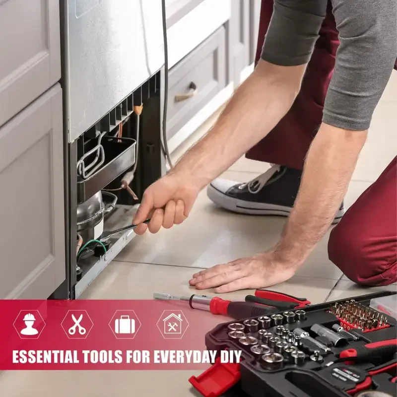 Eastvolt 218-Piece Household Tool Kit, Auto Repair Tool Set, Tool Kits for Homeowner, Plier, Screwdriver Set, Socket Kit and Toolbox Storage Case - 7