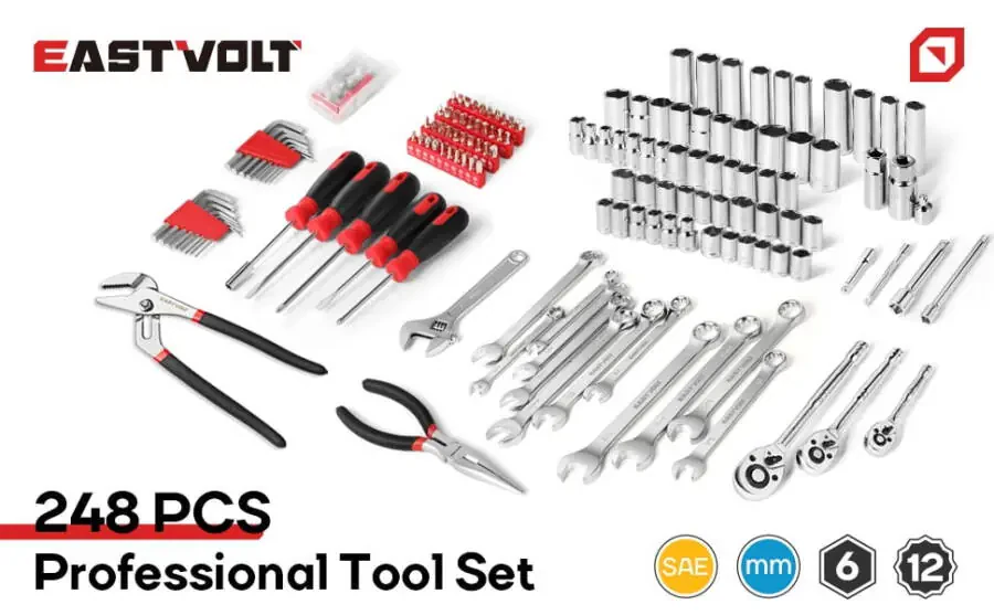 Eastvolt, Chrome Vanadium Finish Portable Tool Set, 248 Piece - 3