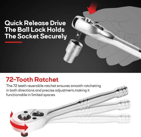 Eastvolt, Chrome Vanadium Finish Portable Tool Set, 248 Piece - 4