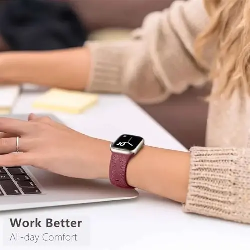 Easuny 8 Pack Bands for Women Compatible with Apple Watch 40mm 41mm 38mm 42mm 44mm 45mm 46mm 49mm iWatch Series 11 10 9 8 7 6 5 4 3 Ultra SE 3 SE 2nd, Soft Silicone Floral Engraved Dressy Wrist Straps - 4