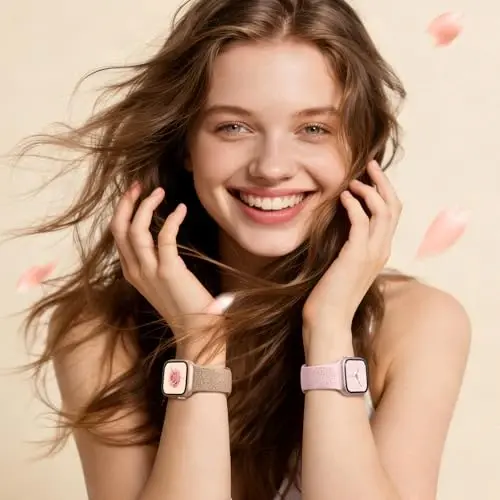 Easuny 8 Pack Bands for Women Compatible with Apple Watch 40mm 41mm 38mm 42mm 44mm 45mm 46mm 49mm iWatch Series 11 10 9 8 7 6 5 4 3 Ultra SE 3 SE 2nd, Soft Silicone Floral Engraved Dressy Wrist Straps - EASUNY (1)