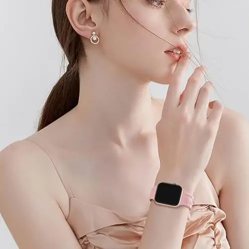 Easuny 8 Pack Bands for Women Compatible with Apple Watch 40mm 41mm 38mm 42mm 44mm 45mm 46mm 49mm iWatch Series 11 10 9 8 7 6 5 4 3 Ultra SE 3 SE 2nd, Soft Silicone Floral Engraved Dressy Wrist Straps - 6