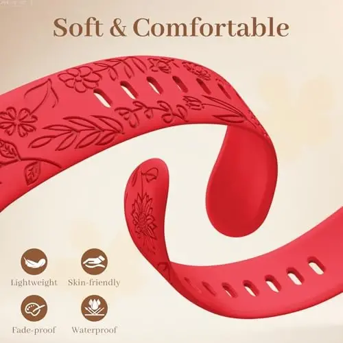 Easuny 8 Pack Bands for Women Compatible with Apple Watch 40mm 41mm 38mm 42mm 44mm 45mm 46mm 49mm iWatch Series 11 10 9 8 7 6 5 4 3 Ultra SE 3 SE 2nd, Soft Silicone Floral Engraved Dressy Wrist Straps - EASUNY (1)