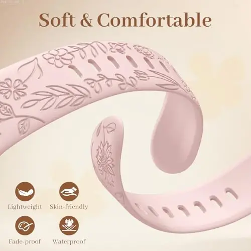 Easuny 8 Pack Bands for Women Compatible with Apple Watch 40mm 41mm 38mm 42mm 44mm 45mm 46mm 49mm iWatch Series 11 10 9 8 7 6 5 4 3 Ultra SE 3 SE 2nd, Soft Silicone Floral Engraved Dressy Wrist Straps - 3