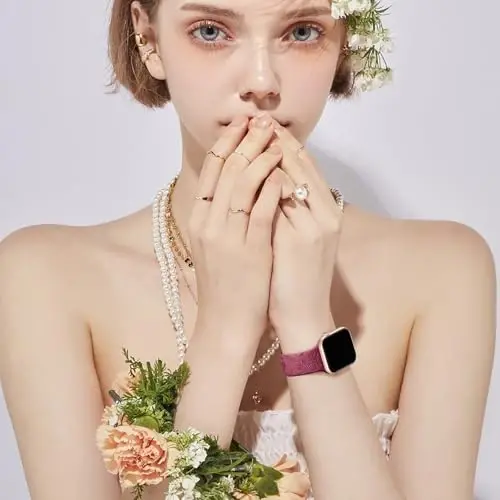 Easuny 8 Pack Bands for Women Compatible with Apple Watch 40mm 41mm 38mm 42mm 44mm 45mm 46mm 49mm iWatch Series 11 10 9 8 7 6 5 4 3 Ultra SE 3 SE 2nd, Soft Silicone Floral Engraved Dressy Wrist Straps - 2