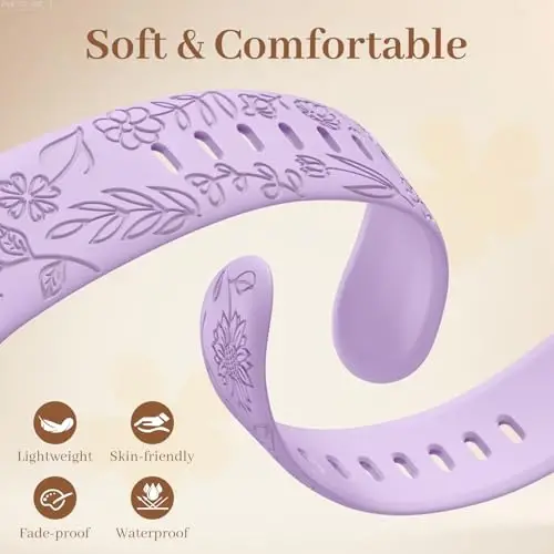 Easuny 8 Pack Bands for Women Compatible with Apple Watch 40mm 41mm 38mm 42mm 44mm 45mm 46mm 49mm iWatch Series 11 10 9 8 7 6 5 4 3 Ultra SE 3 SE 2nd, Soft Silicone Floral Engraved Dressy Wrist Straps - 3