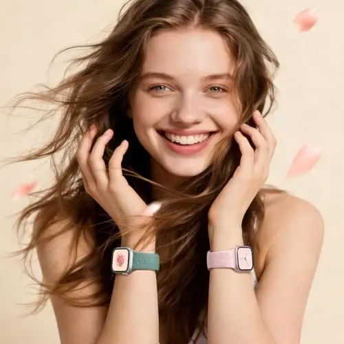 Easuny 8 Pack Bands for Women Compatible with Apple Watch 40mm 41mm 38mm 42mm 44mm 45mm 46mm 49mm iWatch Series 11 10 9 8 7 6 5 4 3 Ultra SE 3 SE 2nd, Soft Silicone Floral Engraved Dressy Wrist Straps - 2