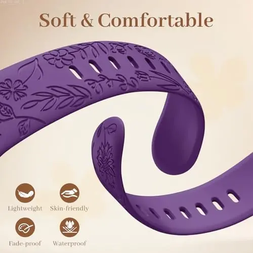 Easuny 8 Pack Bands for Women Compatible with Apple Watch 40mm 41mm 38mm 42mm 44mm 45mm 46mm 49mm iWatch Series 11 10 9 8 7 6 5 4 3 Ultra SE 3 SE 2nd, Soft Silicone Floral Engraved Dressy Wrist Straps - 3
