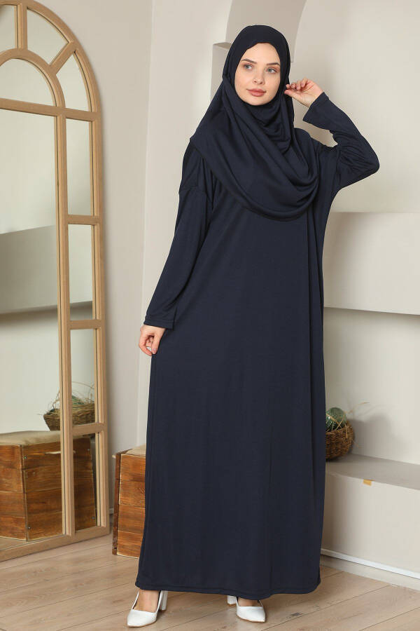 Easy Wear One-Piece Prayer Dress Navy Blue - 1