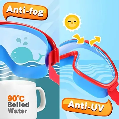 EasYoung 2-Pack bolalar uchun suzish ko'zoynaklari, 3-15 yoshdagi bolalar uchun keng ko'rishli suzish ko'zoynaklari - 4