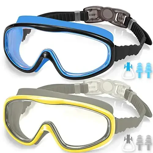 EasYoung 2-Pack Kids Swim Goggles, Wide Vision Swim Goggles for Child from 3-15 - 1