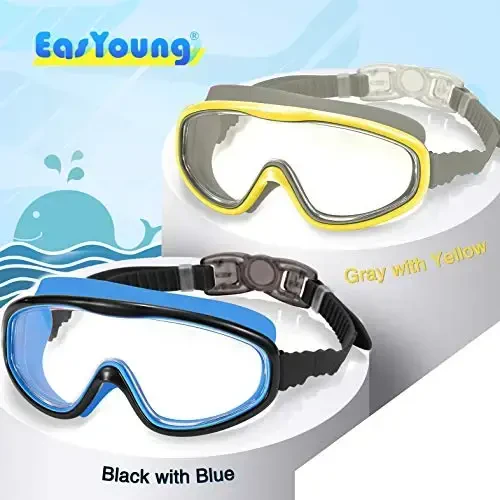 EasYoung 2-Pack Kids Swim Goggles, Wide Vision Swim Goggles for Child from 3-15 - 2
