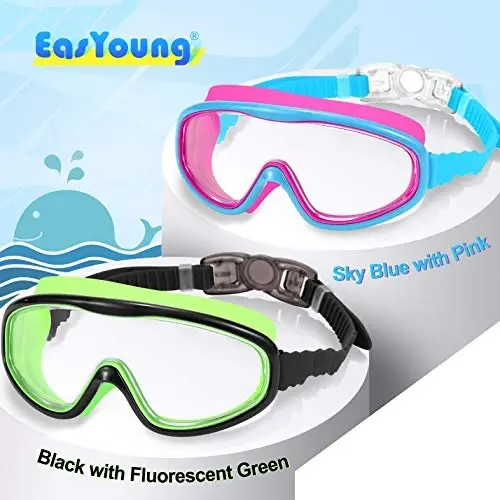 EasYoung 2-Pack Kids Swim Goggles, Wide Vision Swim Goggles for Child from 3-15 - EASYOUNG (1)
