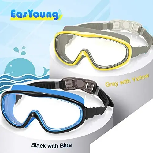 EasYoung 2-Pack Kids Swim Goggles, Wide Vision Swim Goggles for Child from 3-15 - 2