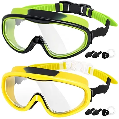 EasYoung 2-Pack Kids Swim Goggles, Wide Vision Swim Goggles for Child from 3-15 