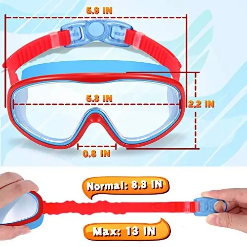 EasYoung 2-Pack Kids Swim Goggles, Wide Vision Swim Goggles for Child from 3-15 - 3
