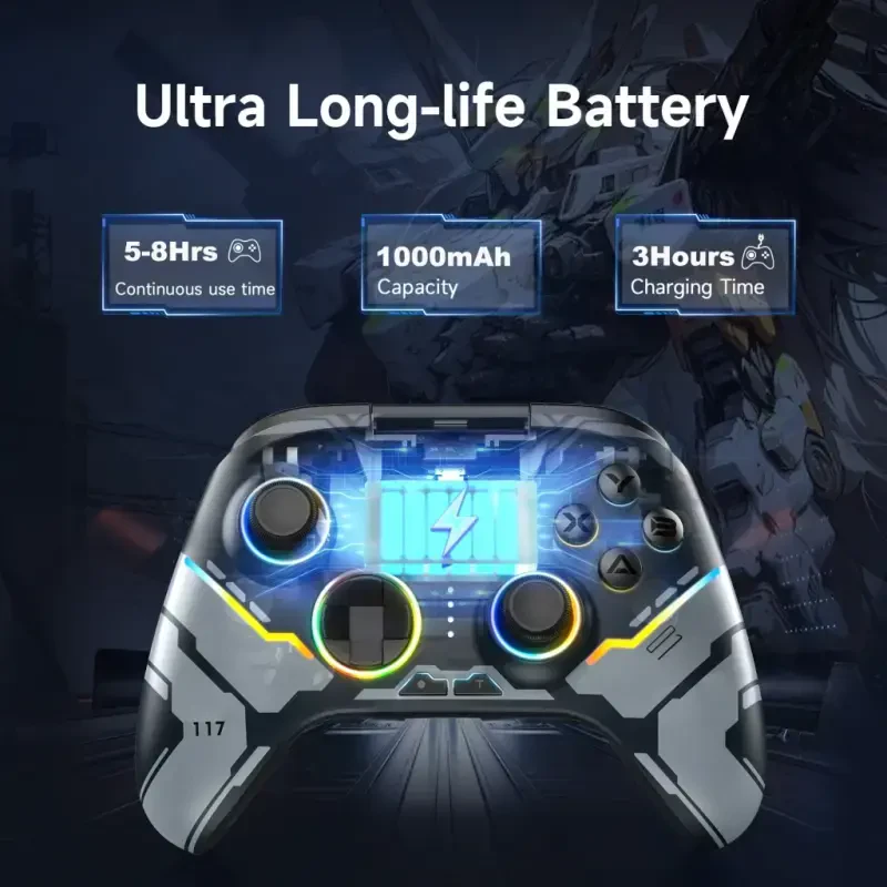 EasySMX simsiz o‘yin pulti, PC Windows, Android/iOS telefonlari, Switch, Steam bilan mos keladigan Bluetooth PC pulti, Hall joystik tugmasi, RGB yorug‘lik effekti, qora - 6