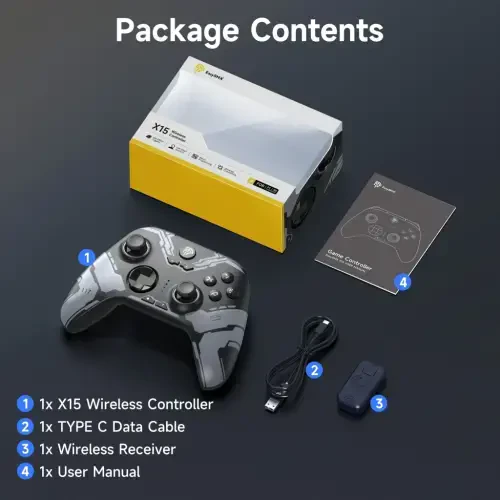 EasySMX Wireless Game Controller, Bluetooth PC Cotroller Compatible with PC Windows, Android/iOS Phone, Switch, Steam, with Hall Joystick Trigger, RGB Lighting Effect, Black - 8