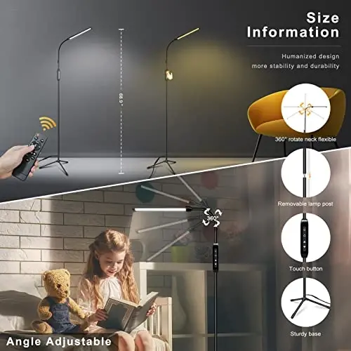 EBEST Led Floor Lamp with Remote LED lamp lash Light for Eyelash Extensions Craft Task Lamps Floor Standing Light Gooseneck Dimmable Reading lamp Eyelash Lamp for Lashes Makeup - 5