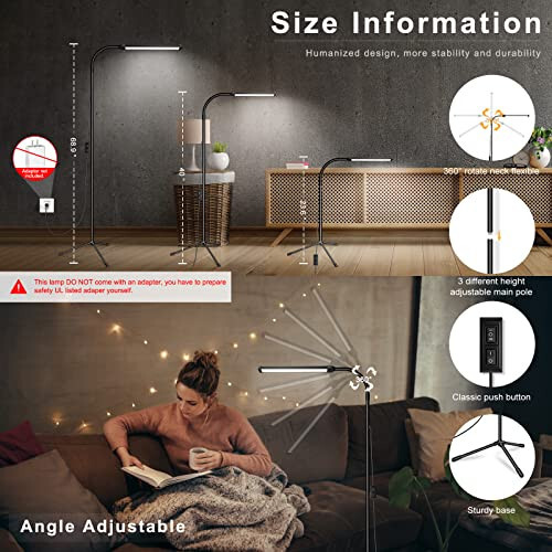Led Floor Lamp for eyelash extensions Standing light Floor Lamps for Office Standing Lamp Brightness eyelash lamp tattoo Light Eye Caring Reading lamp for Bedroom makeup light lash light extension - 3