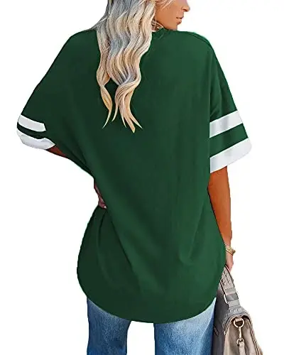Ebifin Womens Oversized Tshirts V Neck Tee Shirts Half Sleeve Loose Fit T Shirt Cotton Tunic Tops 2025 - 2