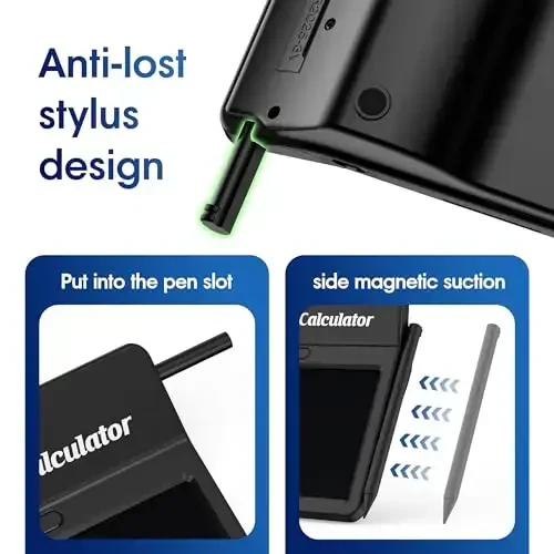 eboard Calculator with Notepad 12 Digits Large Display, Touch Comfortable Calculator Big Buttons, Support Solar and Battery for Office, School, Home & Business - 4