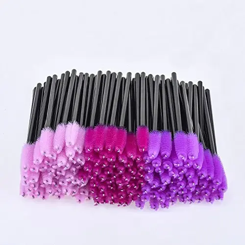 eBoot 300 Pieces Colored Disposable Mascara Wands Eyelash Eye Lash Brush Makeup Applicators Kit (Black Handle, Multicolor Head) - 3
