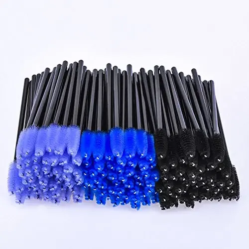 eBoot 300 Pieces Colored Disposable Mascara Wands Eyelash Eye Lash Brush Makeup Applicators Kit (Black Handle, Multicolor Head) - 4