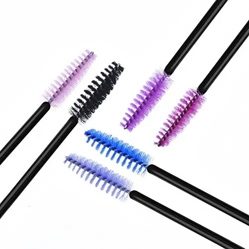 eBoot 300 Pieces Colored Disposable Mascara Wands Eyelash Eye Lash Brush Makeup Applicators Kit (Black Handle, Multicolor Head) - 6