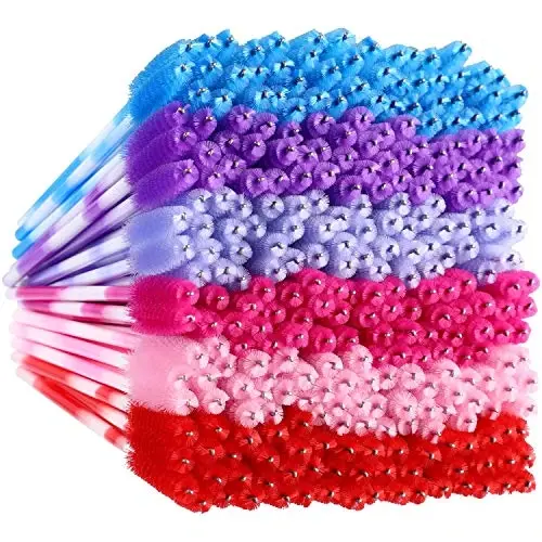 eBoot 300 Pieces Colored Disposable Mascara Wands Eyelash Eye Lash Brush Makeup Applicators Kit (Multicolor Handle, Multicolor Head) - 3