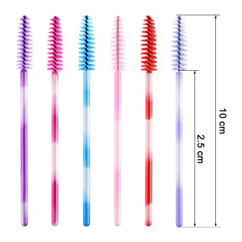 eBoot 300 Pieces Colored Disposable Mascara Wands Eyelash Eye Lash Brush Makeup Applicators Kit (Multicolor Handle, Multicolor Head) - 4