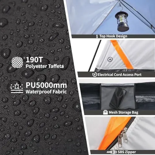 EchoSmile 2/4 Person Camping Tent, Lightweight Dome Family Tent with Rainfly, Easy Setup, Waterproof & Windproof Outdoor Shelter for Group Hiking, Backpacking, 3-Season Use - 5