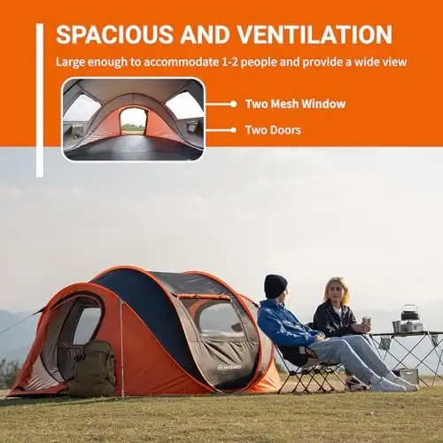 EchoSmile Camping Instant Chodir, 2/4/6/8/10 Kishilik Pop Up Chodir, Su O'tkazmaydigan Gumbaz Chodir, Kemping, Piyoda Sayohat va Tashqi Faoliyat Uchun Oson O'rnatish, Ko'chirish Sumkasi bilan Ko'chirish Mumkin Bo'lgan Chodir, 3 Mavsum Uchun... - 4