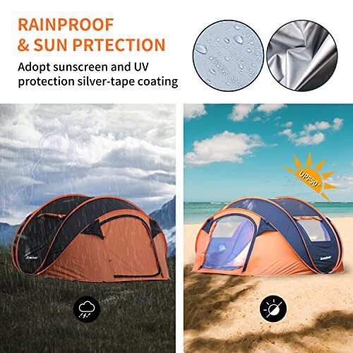 EchoSmile Camping Instant Tent, 2/4/6/8/10 Person Pop Up Tent, Water Resistant Dome Tent, Easy Setup for Camping Hiking and Outdoor, Portable Tent with Carry Bag, for 3 Seasons... - EchoSmile (1)