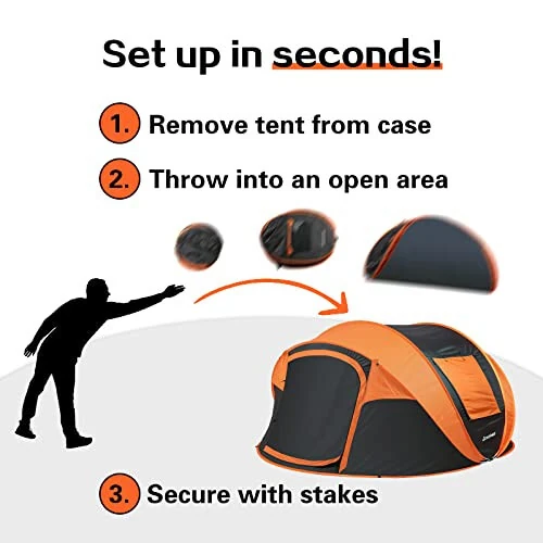 EchoSmile Camping Instant Tent, 2/4/6/8/10 Person Pop Up Tent, Water Resistant Dome Tent, Easy Setup for Camping Hiking and Outdoor, Portable Tent with Carry Bag, for 3 Seasons... - 5