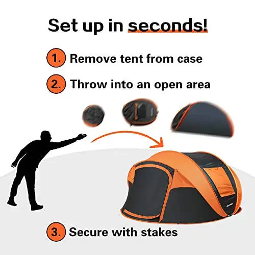 EchoSmile Camping Instant Tent, 2/4/6/8/10 Person Pop Up Tent, Water Resistant Dome Tent, Easy Setup for Camping Hiking and Outdoor, Portable Tent with Carry Bag, for 3 Seasons... - 5