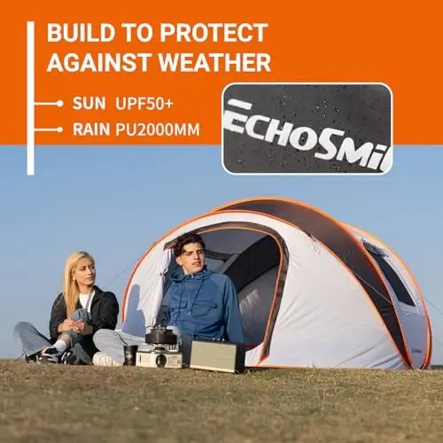 EchoSmile Camping Instant Tent, 2/4/6/8/10 Person Pop Up Tent, Water Resistant Dome Tent, Easy Setup for Camping Hiking and Outdoor, Portable Tent with Carry Bag, for 3 Seasons... - 4