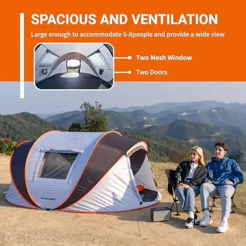 EchoSmile Camping Instant Tent, 2/4/6/8/10 Person Pop Up Tent, Water Resistant Dome Tent, Easy Setup for Camping Hiking and Outdoor, Portable Tent with Carry Bag, for 3 Seasons... - 5