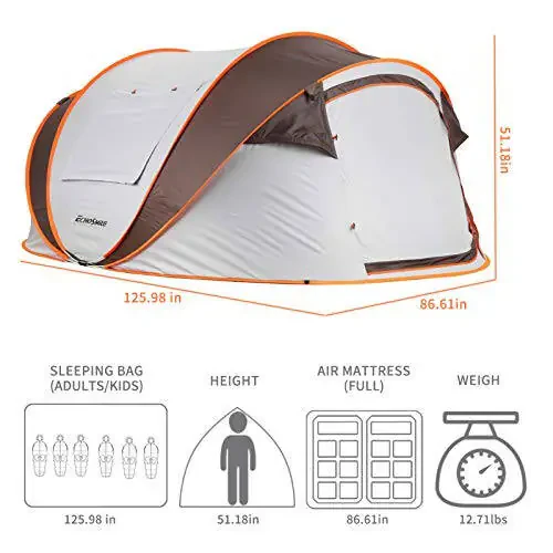 EchoSmile Camping Instant Tent, 2/4/6/8/10 Person Pop Up Tent, Water Resistant Dome Tent, Easy Setup for Camping Hiking and Outdoor, Portable Tent with Carry Bag, for 3 Seasons... - 4
