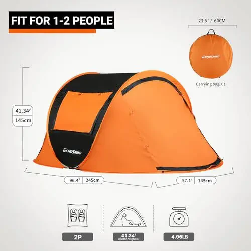 EchoSmile Camping Instant Tent, 2/4/6/8/10 Person Pop Up Tent, Water Resistant Dome Tent, Easy Setup for Camping Hiking and Outdoor, Portable Tent with Carry Bag, for 3 Seasons... - 6