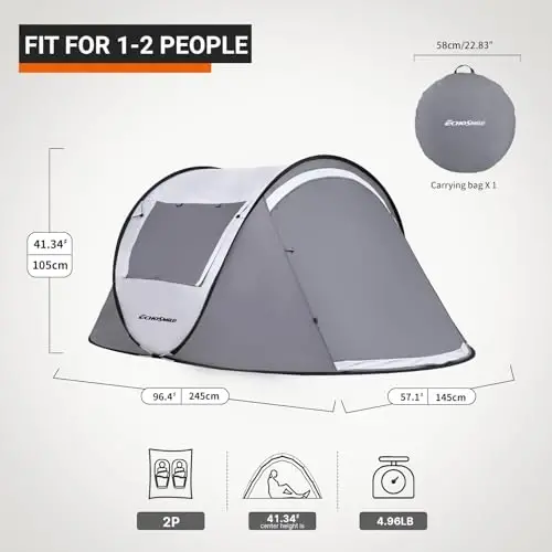 EchoSmile Camping Instant Tent, 2/4/6/8/10 Person Pop Up Tent, Water Resistant Dome Tent, Easy Setup for Camping Hiking and Outdoor, Portable Tent with Carry Bag, for 3 Seasons... - ECHOSMILE (1)